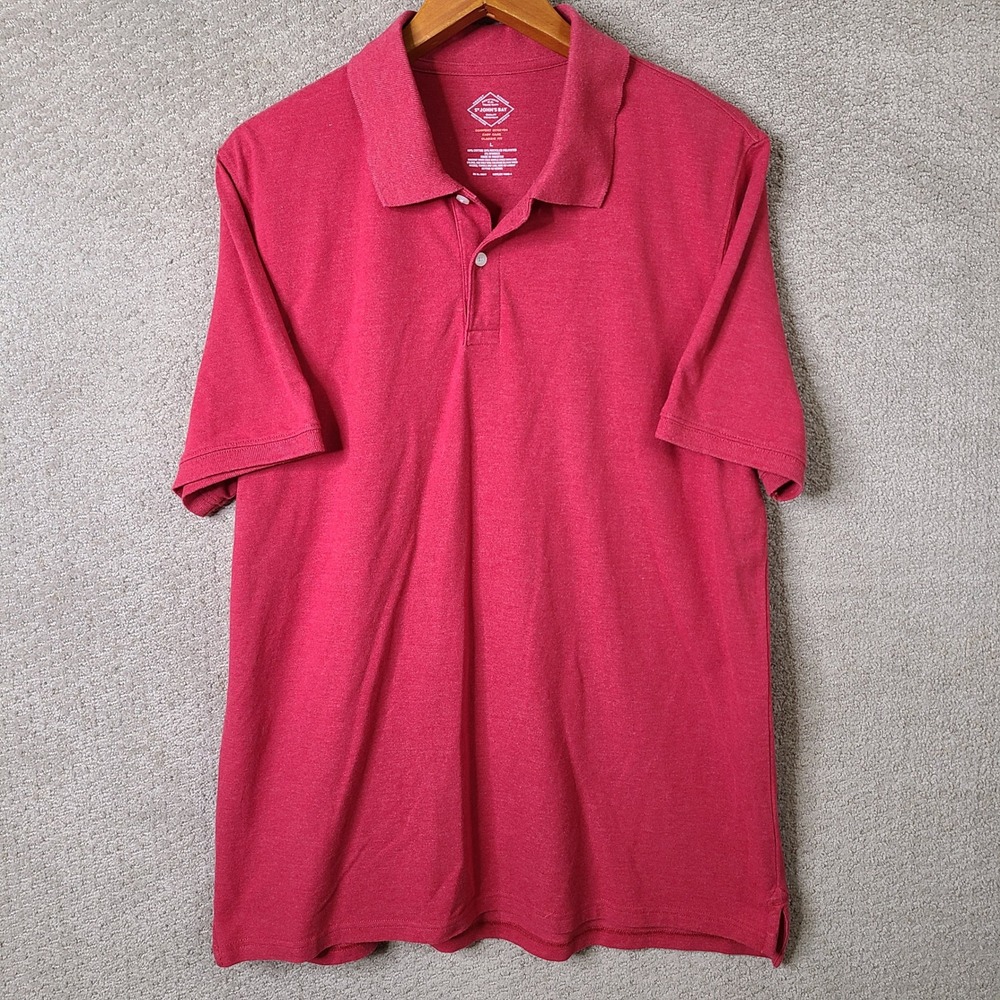 St Johns Bay Shirt Mens Large Red Classic Fit Polo Cotton‎ Blend Short Sleeve